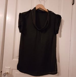💰Buy 1 Get 1 Free. Black satin blouse.  Adjustable sleeves. Size M.